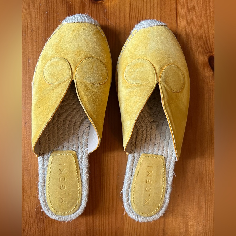 M. Gemi, Nido Curvo, Italian yellow suede, slip on espadrilles Size EU 36